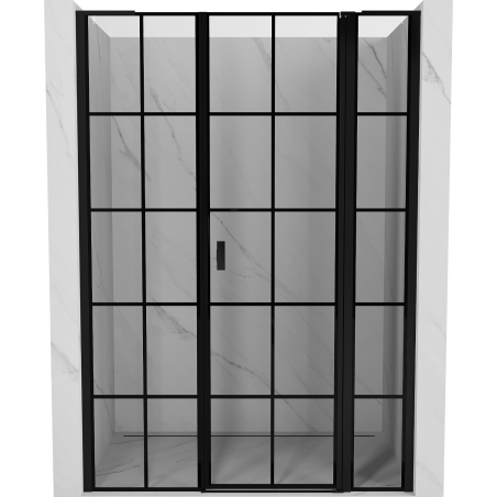 Mexen Mist L ușă de duș pivotantă dreapta 140 cm, grilaj negru, negru - 8A4L-140-001-70-77-P
