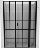 Mexen Mist L uși de duș batante dreapta 145 cm, grilaj negru, negru - 8A4L-145-001-70-77-P