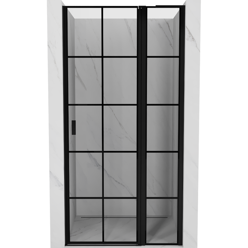 Mexen Mist L uși de duș batante dreapta 90 cm, grilaj negru, negru - 8A4L-090-000-70-77-P