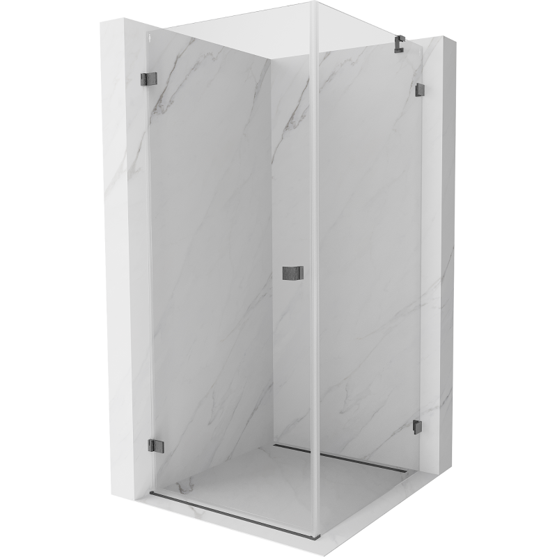 Mexen Lunar-B cabină de duș swing stânga 90 x 90 cm, transparent, gri metalic periat - 832-090-090-66-00-L