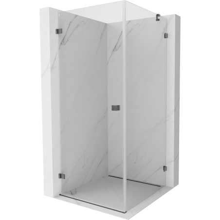 Mexen Lunar-B cabină de duș swing stânga 90 x 90 cm, transparent, gri metalic periat - 832-090-090-66-00-L