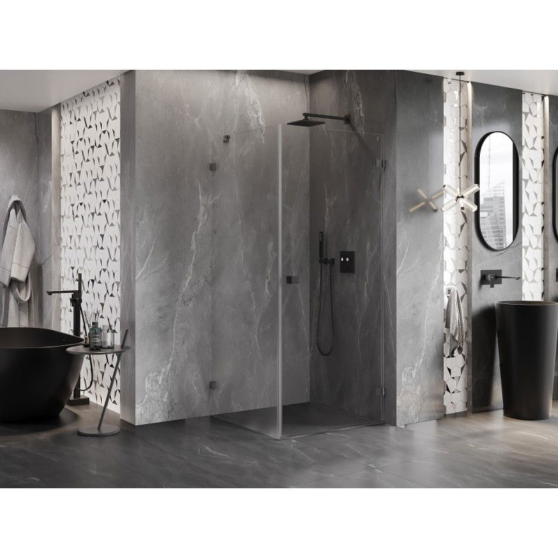 Mexen Lunar-B cabină de duș oscilo-batantă dreapta 70 x 70 cm, transparentă, gri pistol periat - 832-070-070-66-00-P