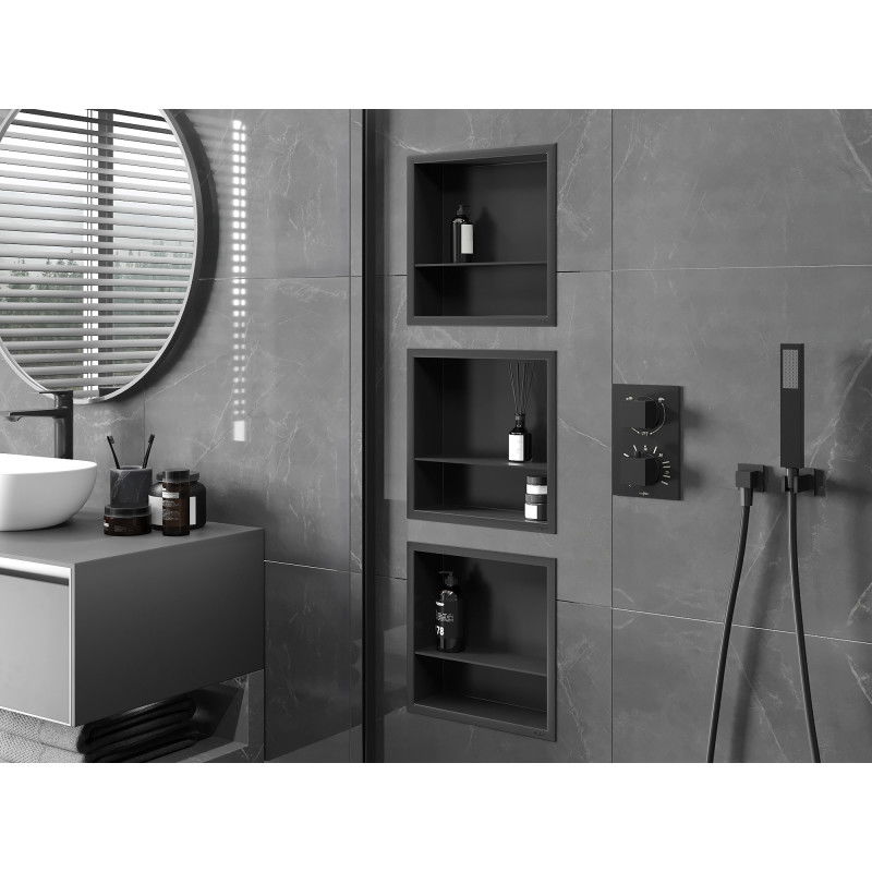 Mexen X-Wall-R poliță de nișă cu bordură și poliță 30 x 30 cm, negru - 1970303010S