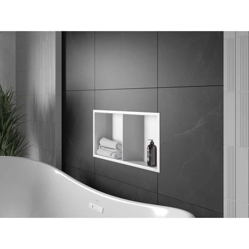 Mexen X-Wall-R beépített polc peremmel és polccal 60 x 30 cm, fehér - 1920603010S