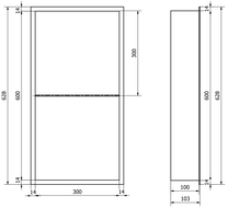 Mexen X-Wall-R fürdőszoba süllyesztett polc kerettel és polccal 60 x 30 cm, Arany - 1950603010S