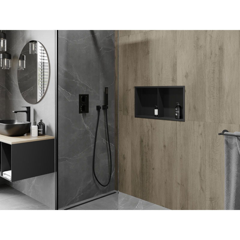 Mexen X-Wall-R poliță încastrată cu flanșă și poliță 60 x 30 cm, neagră - 1970603010S