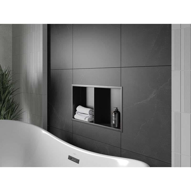 Mexen X-Wall-R poliță încastrată cu flanșă și poliță 60 x 30 cm, neagră - 1970603010S