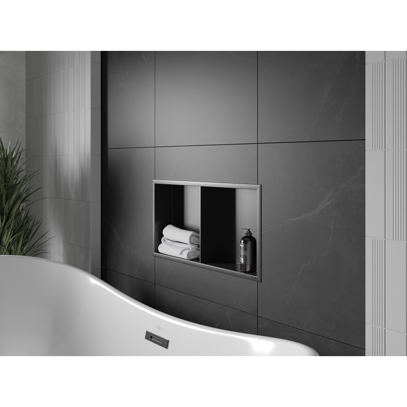 Mexen X-Wall-R raft încastrat cu flanșă și poliță 60 x 30 cm, negru - 1970603010S