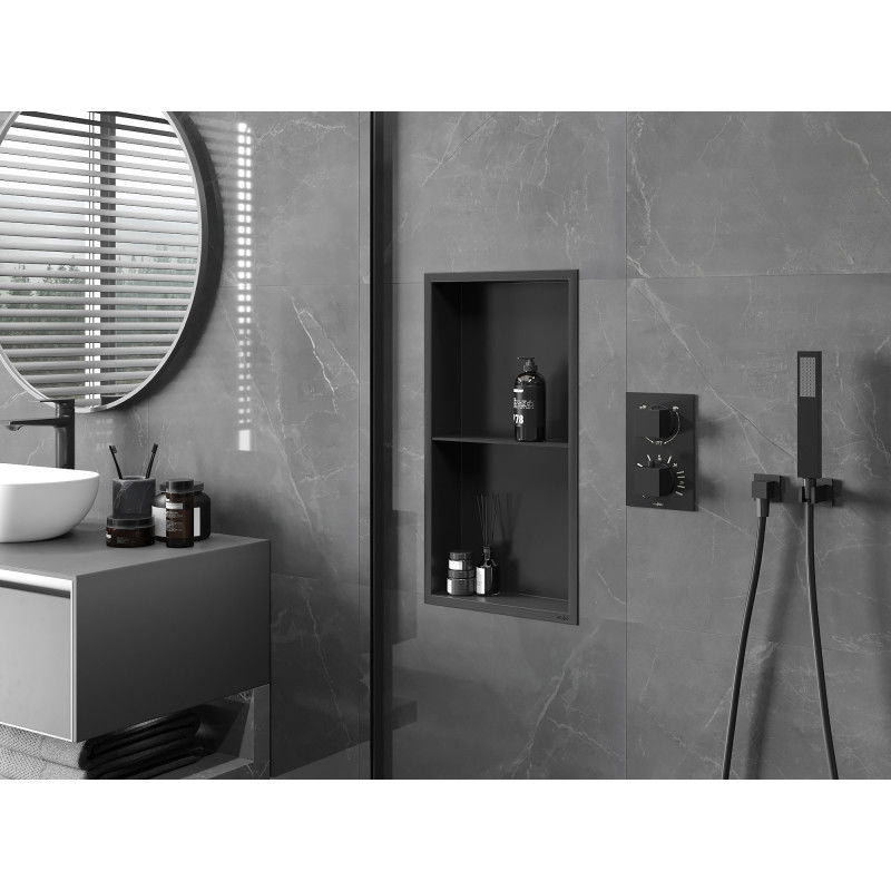 Mexen X-Wall-R poliță încastrată cu flanșă și poliță 60 x 30 cm, neagră - 1970603010S