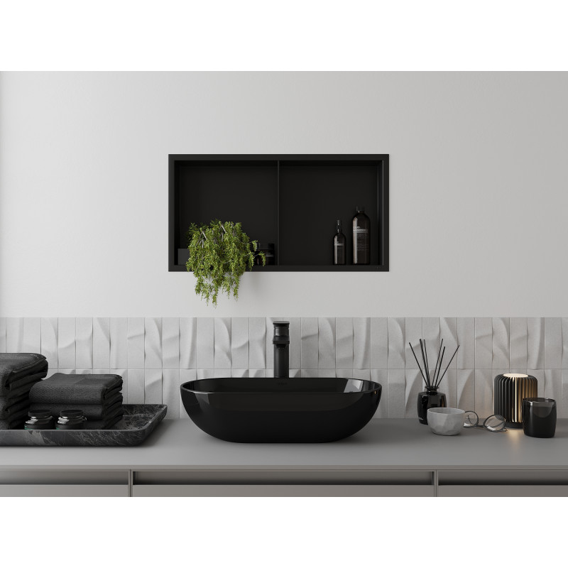 Mexen X-Wall-R raft încastrat cu margine și poliță 60 x 30 cm, negru - 1970603010S