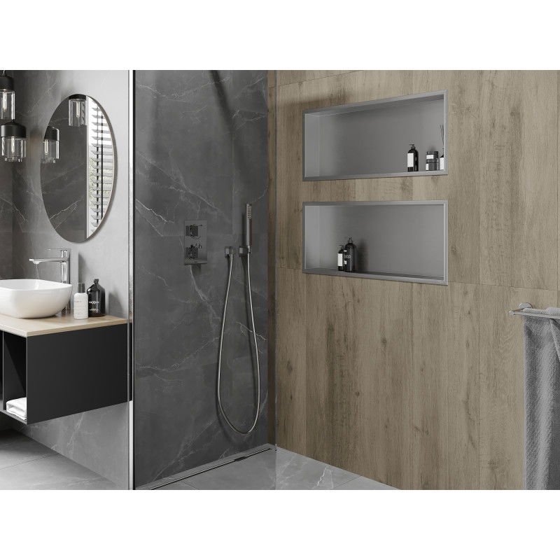 Mexen X-Wall-R fali polc szegéllyel 75 x 30 cm, inox - 1910753010