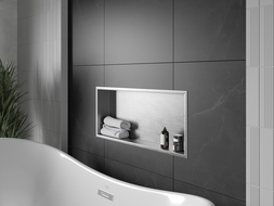 Mexen X-Wall-R fürdőszoba süllyesztett polc kerettel 75 x 30 cm, inox - 1910753010