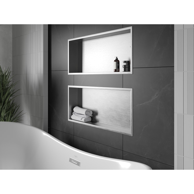 Mexen X-Wall-R raft nișă cu flanșă 75 x 30 cm, inox - 1910753010