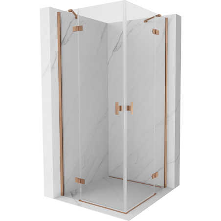 Mexen Mist H Duo cabină de duș pivotantă 70 x 70 cm, transparent, cupru periat - 8A5-070L-070P-65-00