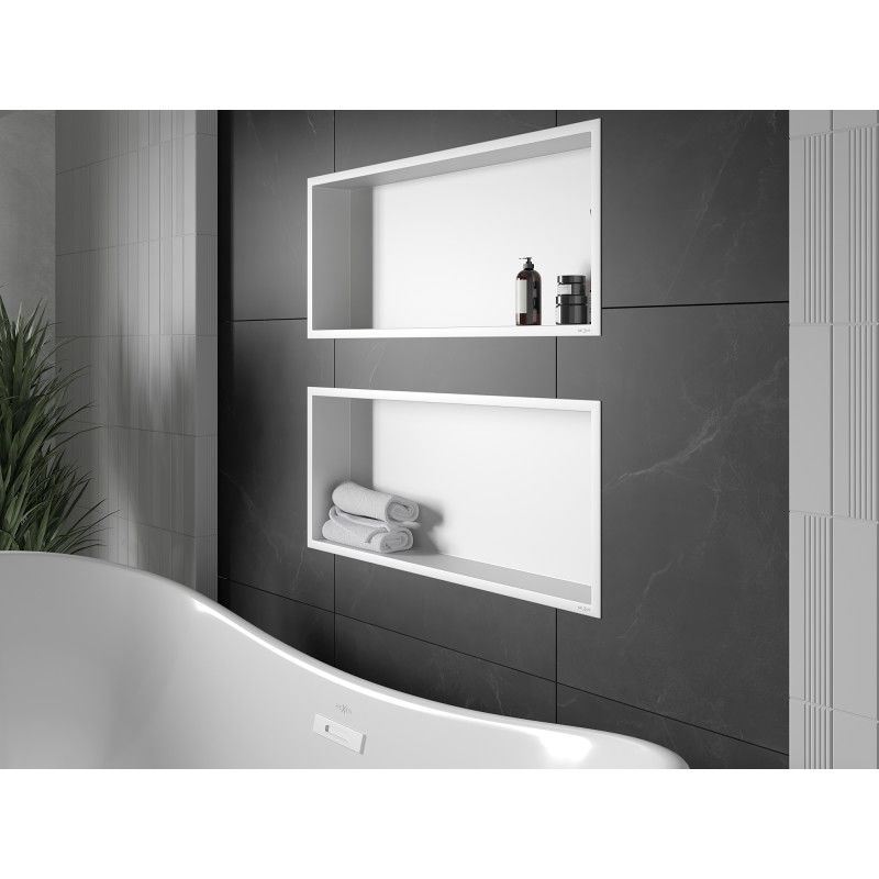 Mexen X-Wall-R süllyesztett polc peremmel 75 x 30 cm, fehér - 1920753010