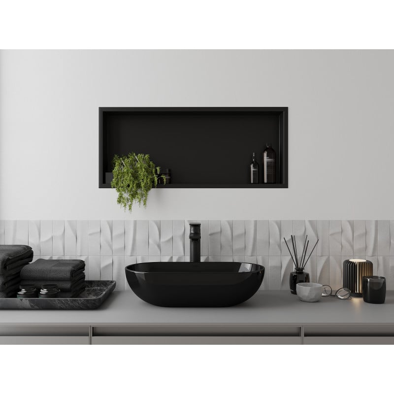 Mexen X-Wall-R raft de nișă cu flanșă 75 x 30 cm, negru - 1970753010