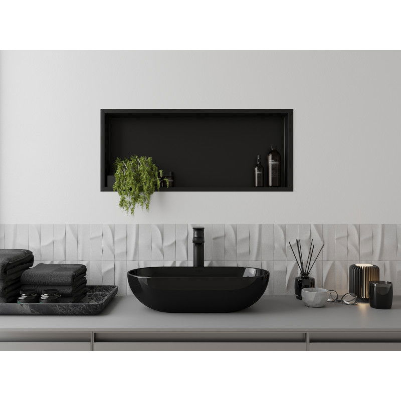 Mexen X-Wall-R raft nisă cu flanșă 75 x 30 cm, negru - 1970753010