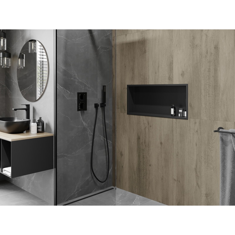 Mexen X-Wall-R raft încastrat cu flanșă 75 x 30 cm, negru - 1970753010