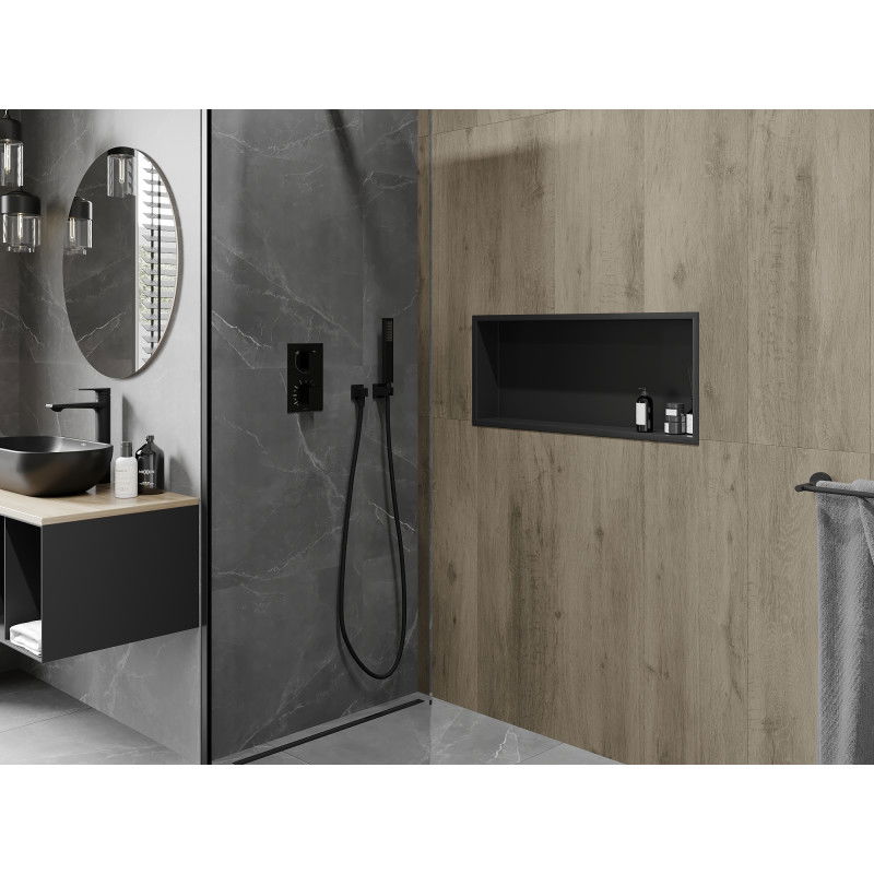 Mexen X-Wall-R raft nisă cu flanșă 75 x 30 cm, negru - 1970753010