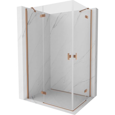 Mexen Mist H Duo 85 x 95 cm-es nyíló zuhanykabin, átlátszó, ecsetelt réz - 8A5-085L-095P-65-00