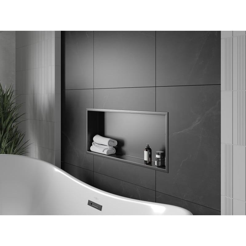 Mexen X-Wall-R raft de nișă cu flanșă 75 x 30 cm, negru - 1970753010