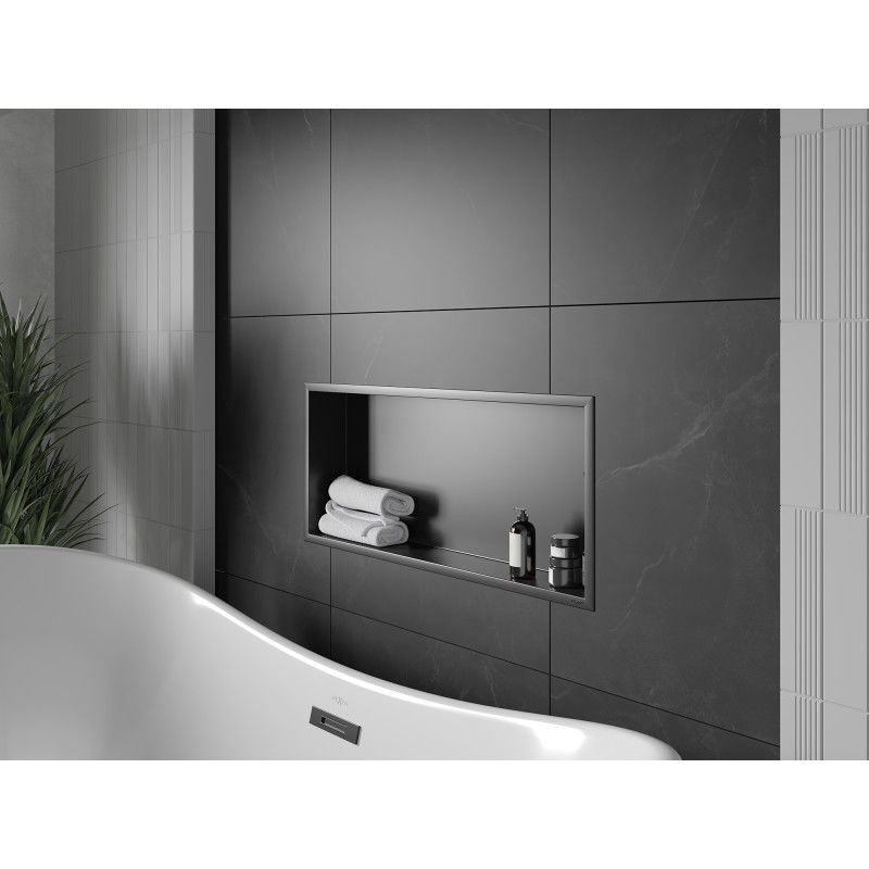 Mexen X-Wall-R raft nisă cu flanșă 75 x 30 cm, negru - 1970753010