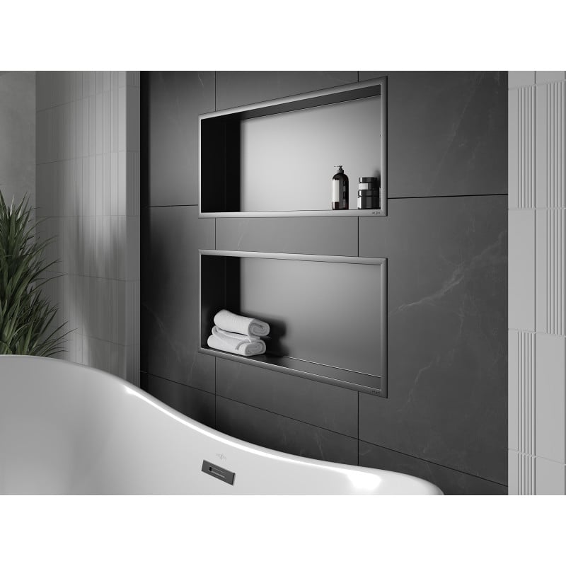 Mexen X-Wall-R raft de nișă cu flanșă 75 x 30 cm, negru - 1970753010