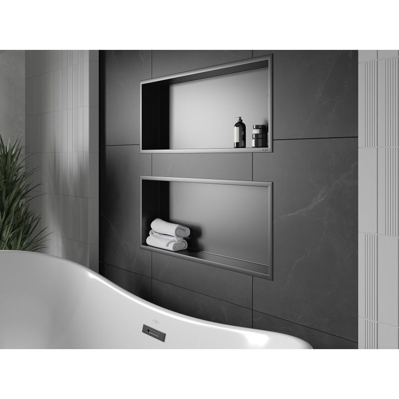 Mexen X-Wall-R raft nisă cu flanșă 75 x 30 cm, negru - 1970753010