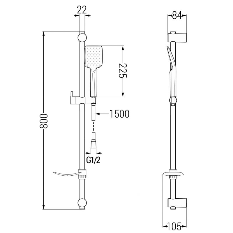Mexen DF62 csúsztatható zuhanykészlet, rózsaarany - 785624582-60