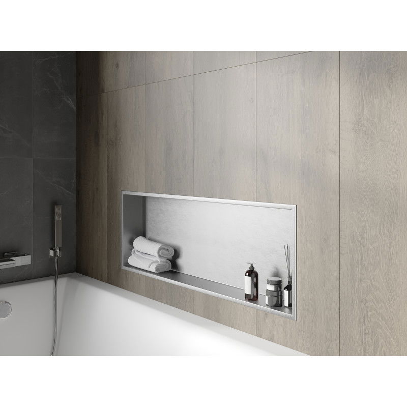 Mexen X-Wall-R beépített polc peremmel 90 x 30 cm, inox - 1910903010