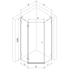 Mexen Lunar L cabină de duș pentagonală pivotantă stânga 80 x 80 cm, transparentă, albă - 831L-080L-080P-20-00-L