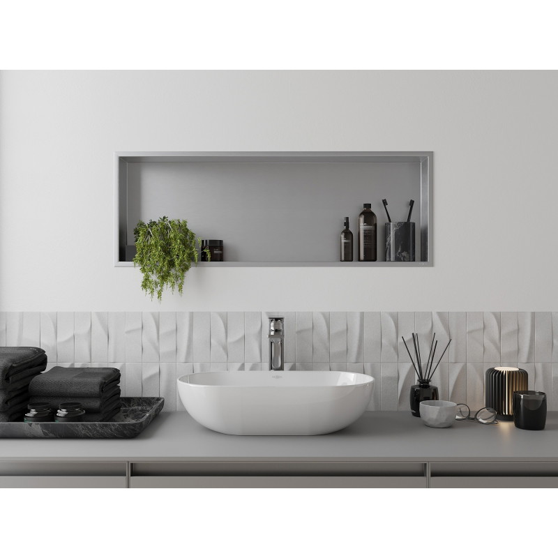 Mexen X-Wall-R fülkés polc peremmel 90 x 30 cm, inox - 1910903010