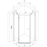 Mexen Lunar cabină de duș pentagonală pivotantă stânga 80 x 80 cm, transparentă, albă - 831-080L-080P-20-00-L