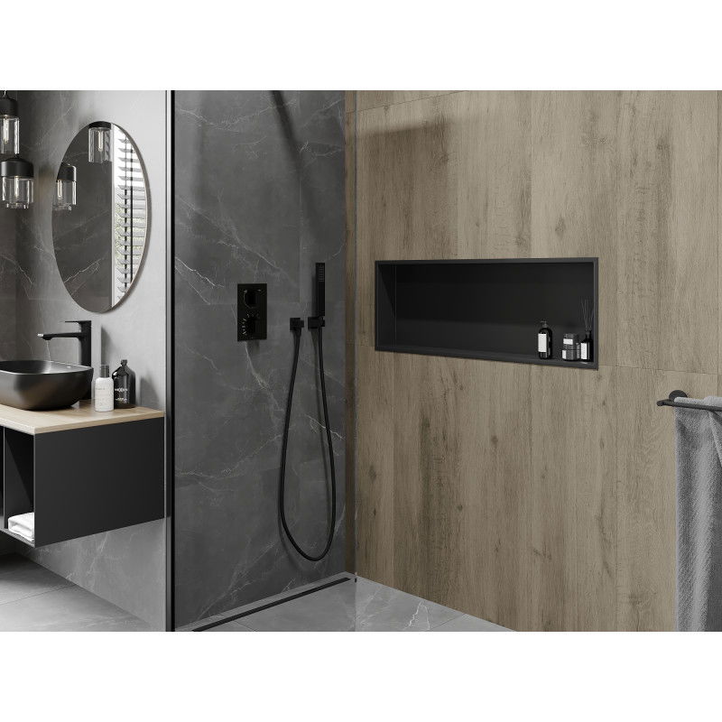 Mexen X-Wall-R raft de perete cu flanșă 90 x 30 cm, negru - 1970903010