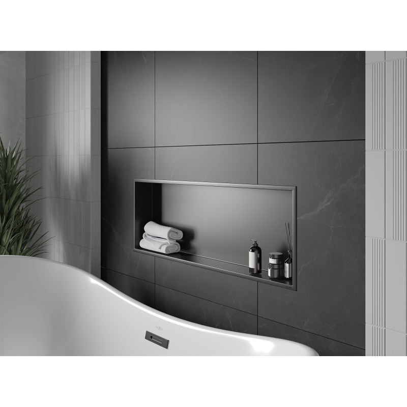 Mexen X-Wall-R raft încastrat cu margine 90 x 30 cm, negru - 1970903010
