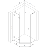 Mexen Lunar L ötszögletű zuhanykabin balos nyíló ajtóval 100 x 90 cm, átlátszó, fekete - 831L-100L-090P-70-00-L