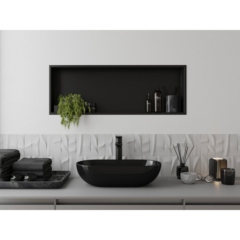 Mexen X-Wall-R raft de perete cu flanșă 90 x 30 cm, negru - 1970903010