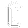 Mexen Lunar L ötszögletű zuhanykabin jobbos nyíló 100 x 90 cm, áttetsző, csiszolt réz - 831L-100P-090L-65-00-P