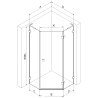 Mexen Lunar L cabină de duș pentagonală cu deschidere dreapta 90 x 80 cm, transparent, gun metal - 831L-090P-080L-95-00-P