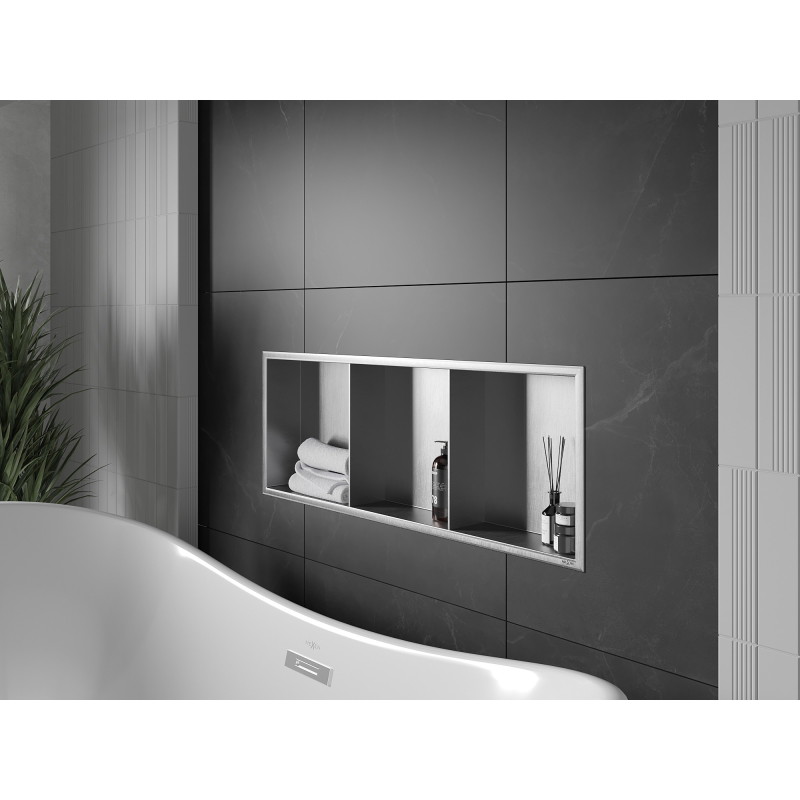 Mexen X-Wall-R fiókos polc peremmel és polccal 90 x 30 cm, inox - 1910903010S