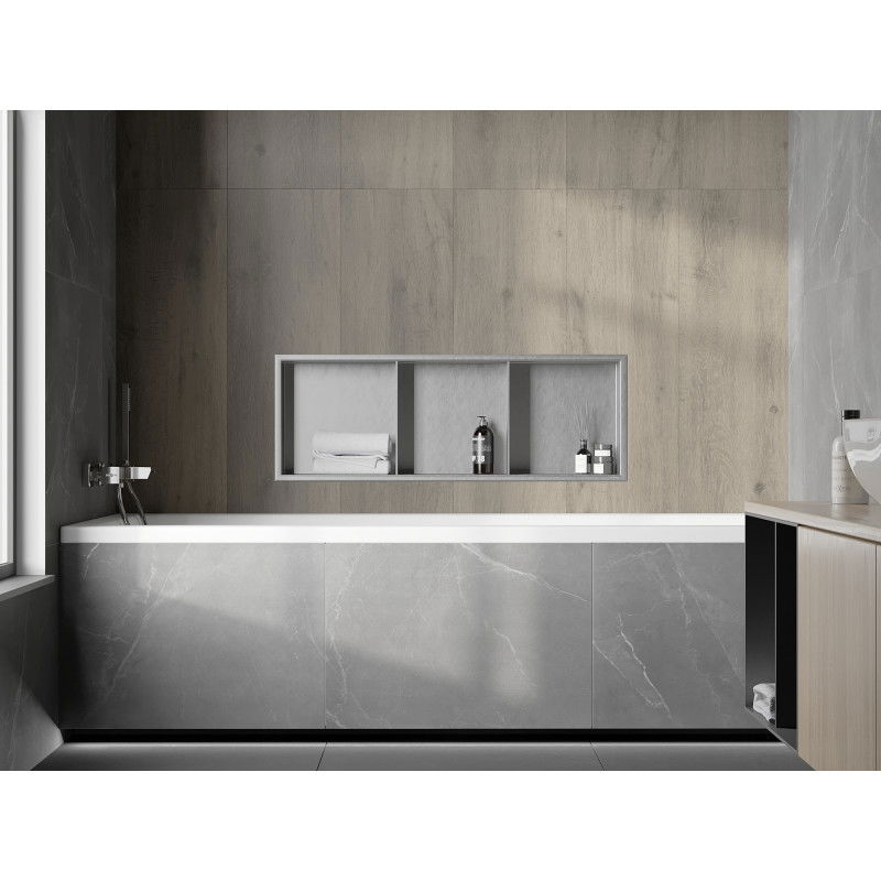Mexen X-Wall-R süllyesztett polc peremmel és polccal 90 x 30 cm, inox - 1910903010S