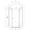 Cabină de duș pentagonală Mexen Lunar cu deschidere dreapta 80 x 80 cm, transparentă, neagră - 831-080P-080L-70-00-P