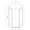 Mexen Lunar cabină de duș pentagonală cu balamale dreapta 90 x 80 cm, transparent, gri pistol periat - 831-090P-080L-66-00-P