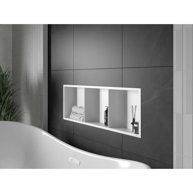 Mexen X-Wall-R süllyesztett polc peremmel és polccal 90 x 30 cm, fehér - 1920903010S