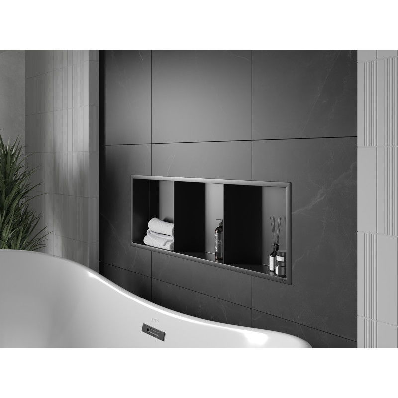 Mexen X-Wall-R raft nativ cu flanșă și raft 90 x 30 cm, negru - 1970903010S