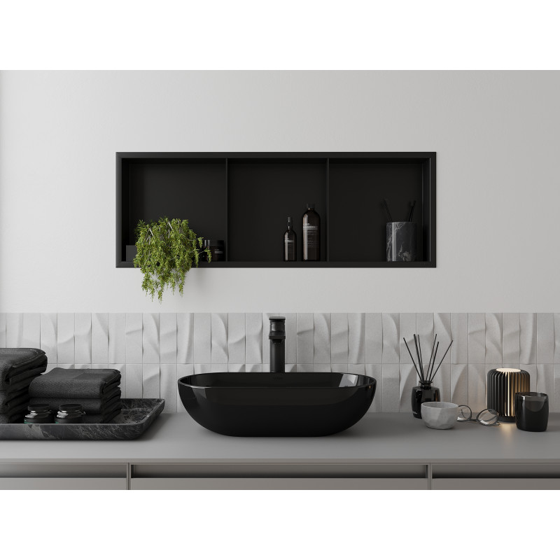 Mexen X-Wall-R raft încastrat cu flanșă și raft 90 x 30 cm, negru - 1970903010S