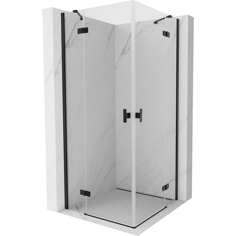 Cabină de duș cu uși batante Mexen Mist H Duo 110 x 110 cm, transparent, negru - 8A5-110L-110P-70-00