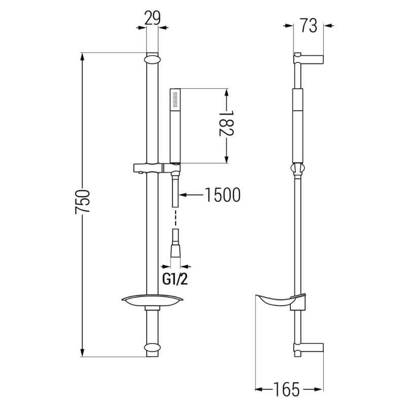 Mexen DB70 csúszózuhany készlet, króm - 785704584-00