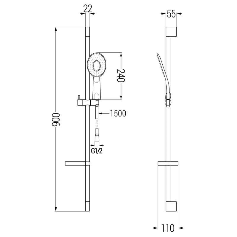 Mexen DS73 állítható zuhanykészlet, króm - 785734583-02