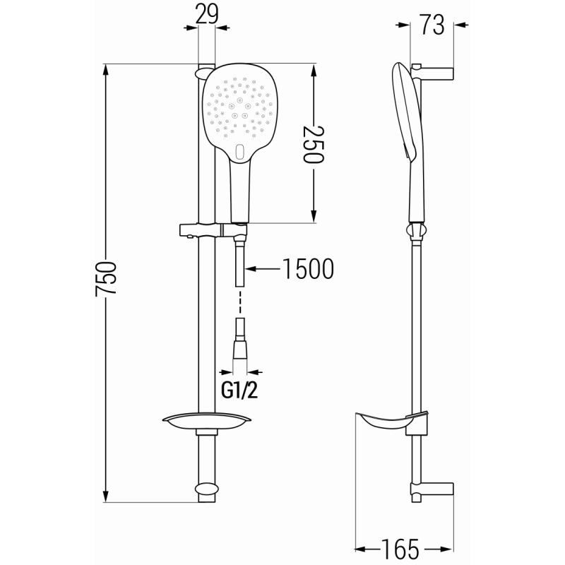 Mexen DB22 csúszó zuhanykészlet, króm - 785224584-00